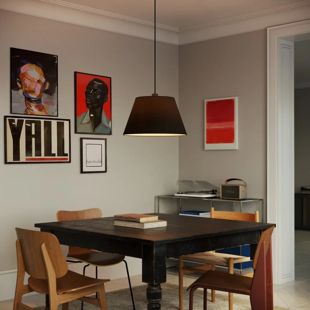 Abat-jour Impero L pour suspension avec douille E27 - Fabriqué en Italie - Toile Anthracite