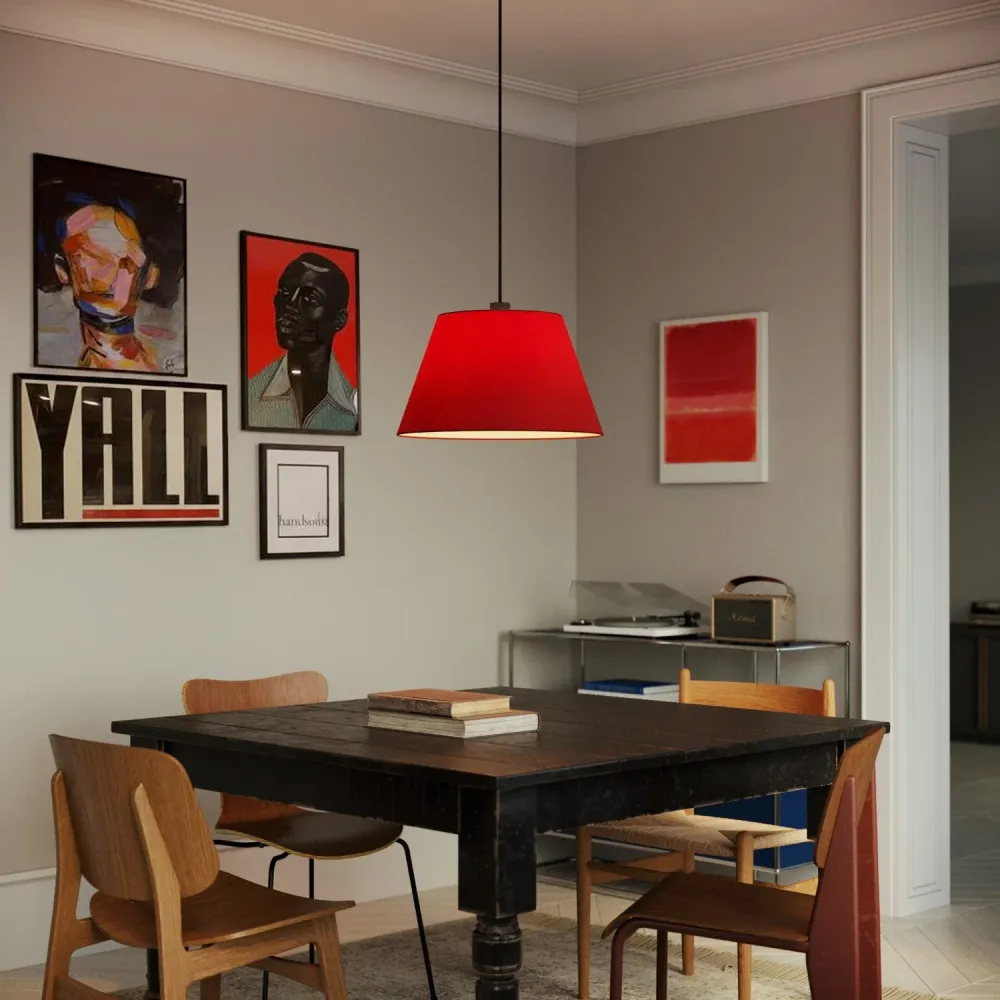 Abat-jour Impero L pour suspension avec douille E27 - Fabriqué en Italie - Toile Rouge