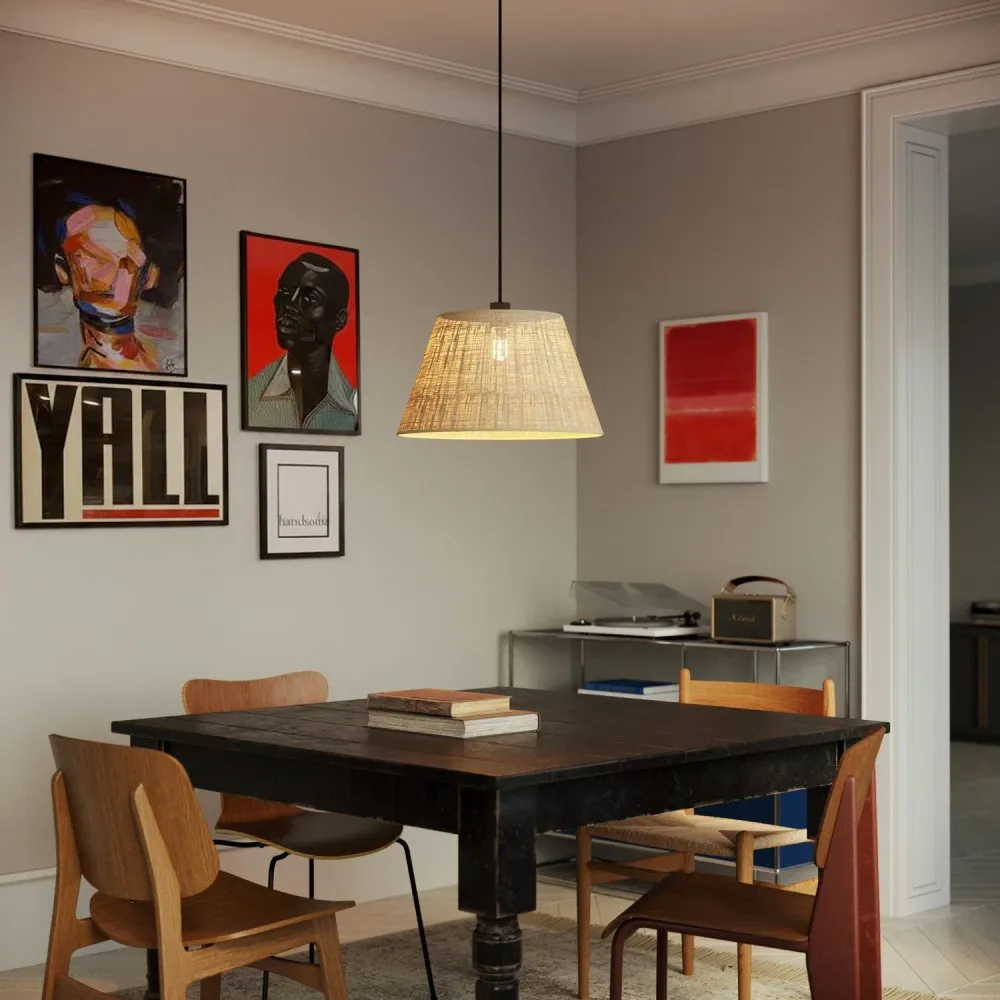 Abat-jour Impero L pour suspension avec douille E27 - Made Italy - Raphia