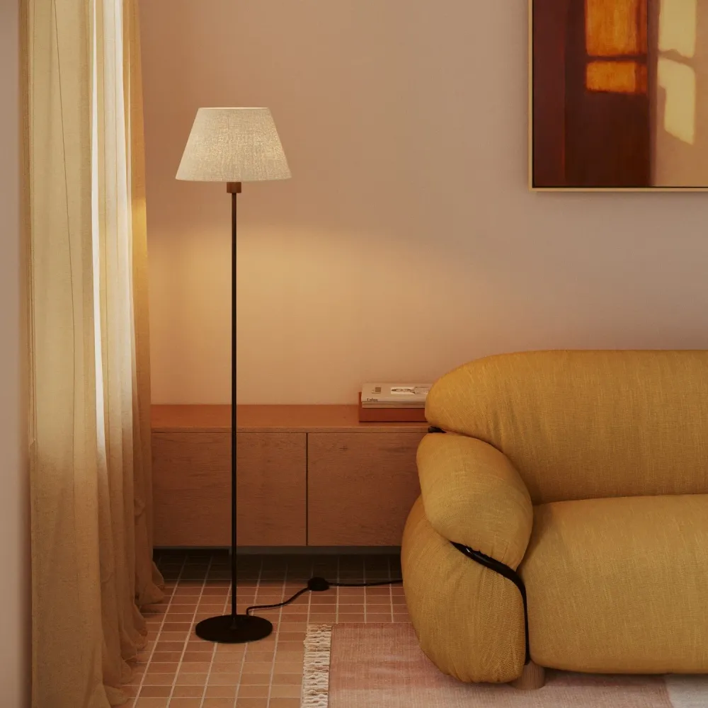 Abat-jour Impero M en tissu pour lampe sur pied avec douille E27 - Fabriqué en Italie - Jute Claire