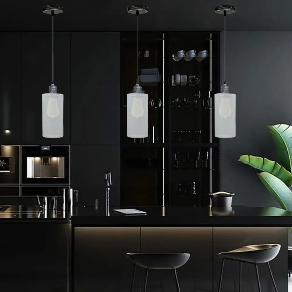 Abat‑jour industriel blanc motif | Suspension métal E27 loft nordique ~ 3444