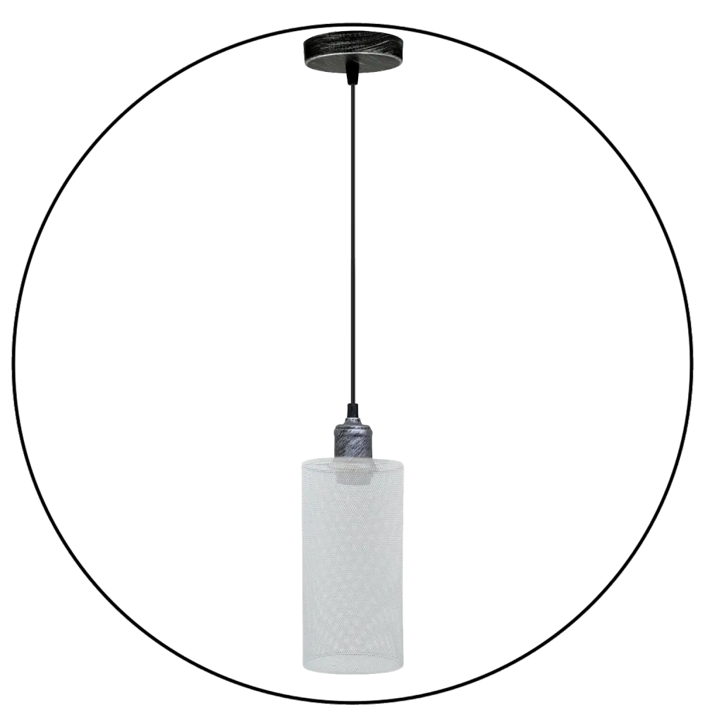 Abat‑jour industriel blanc motif | Suspension métal E27 loft nordique ~ 3444