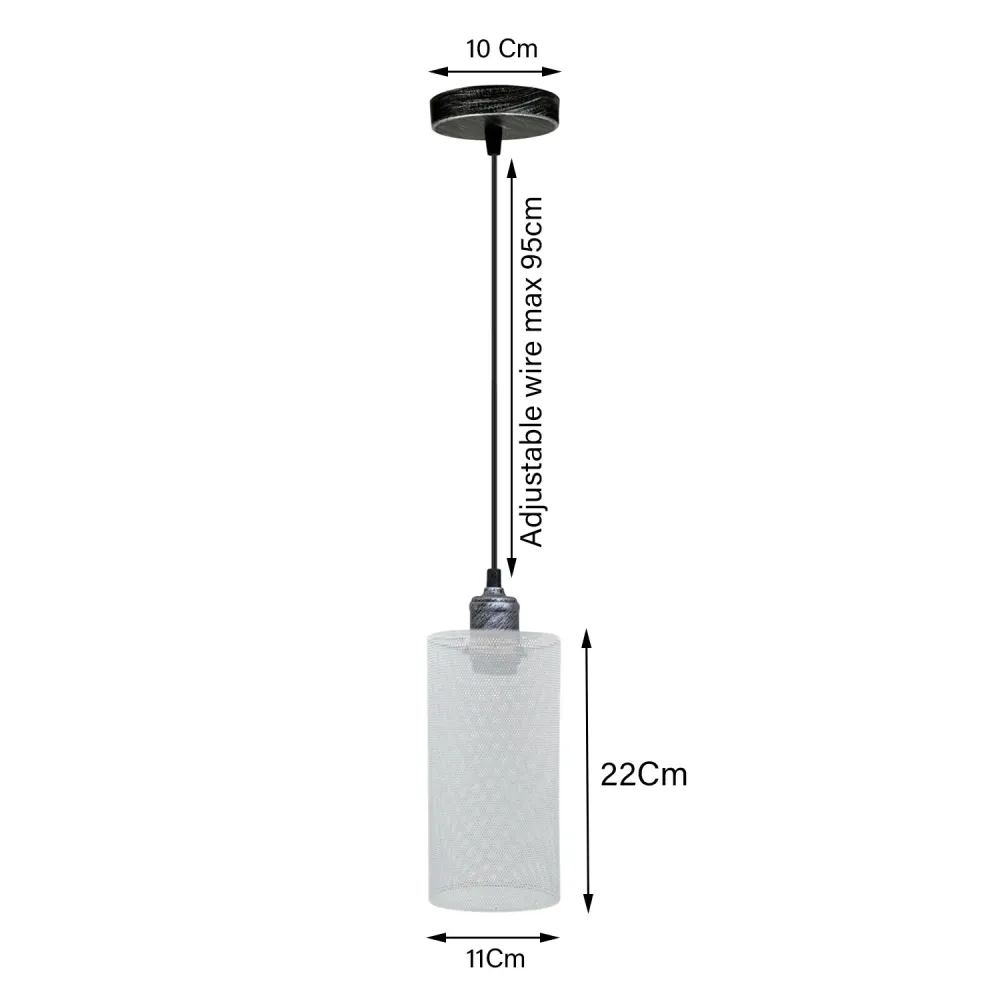 Abat‑jour industriel blanc motif | Suspension métal E27 loft nordique ~ 3444