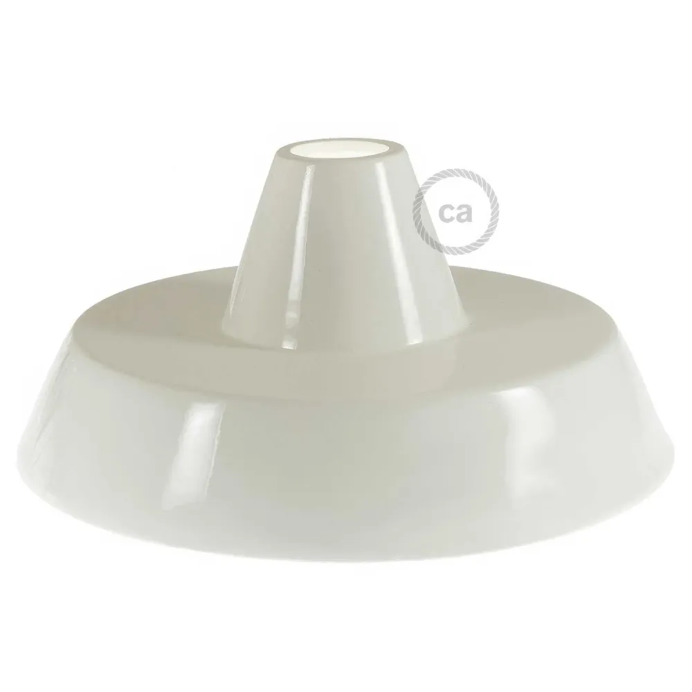 Abat-jour industriel en céramique pour suspension - Fabriqué en Italie - Blanc brillant