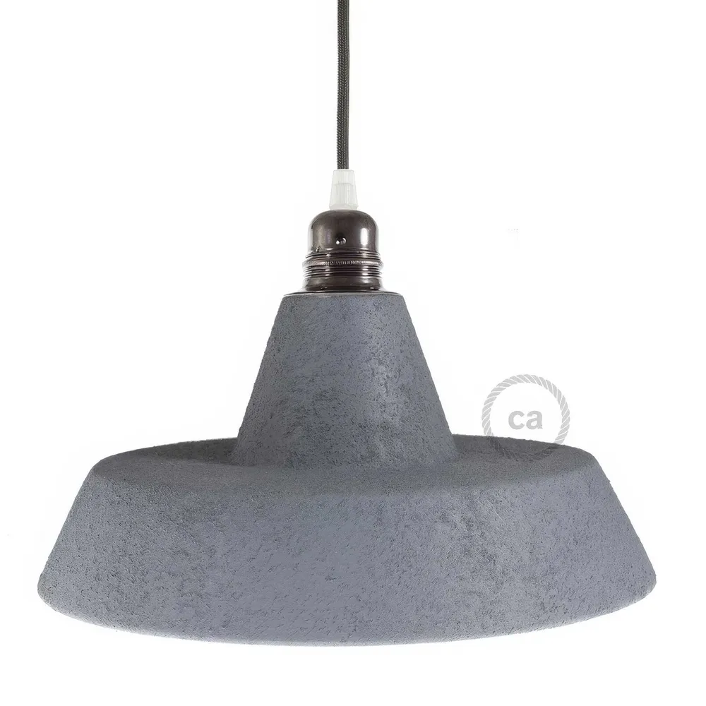 Abat-jour industriel en céramique pour suspension - Fabriqué en Italie - Effet béton