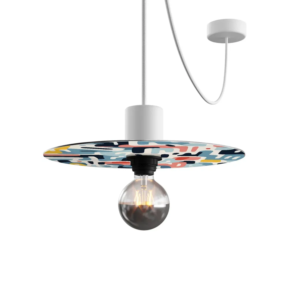 Abat-jour mini plat Ellepì avec motifs géométriques 'Kaleidoscope' Géométrie 1, diamètre 24 cm - Made Italy