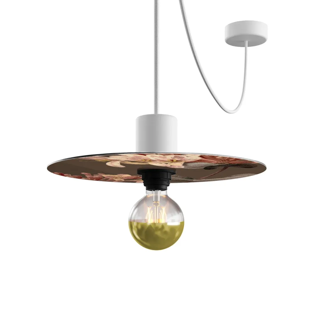 Abat-jour mini plat Ellepì à motifs floraux 'Blossom Haven' Botanique Lonicera, diamètre 24 cm - Fabriqué en Italie