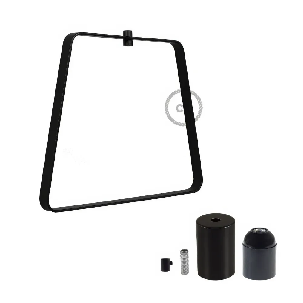Abat-jour en métal Duedì Base avec cache-douille métallique et douille E26 – Noir