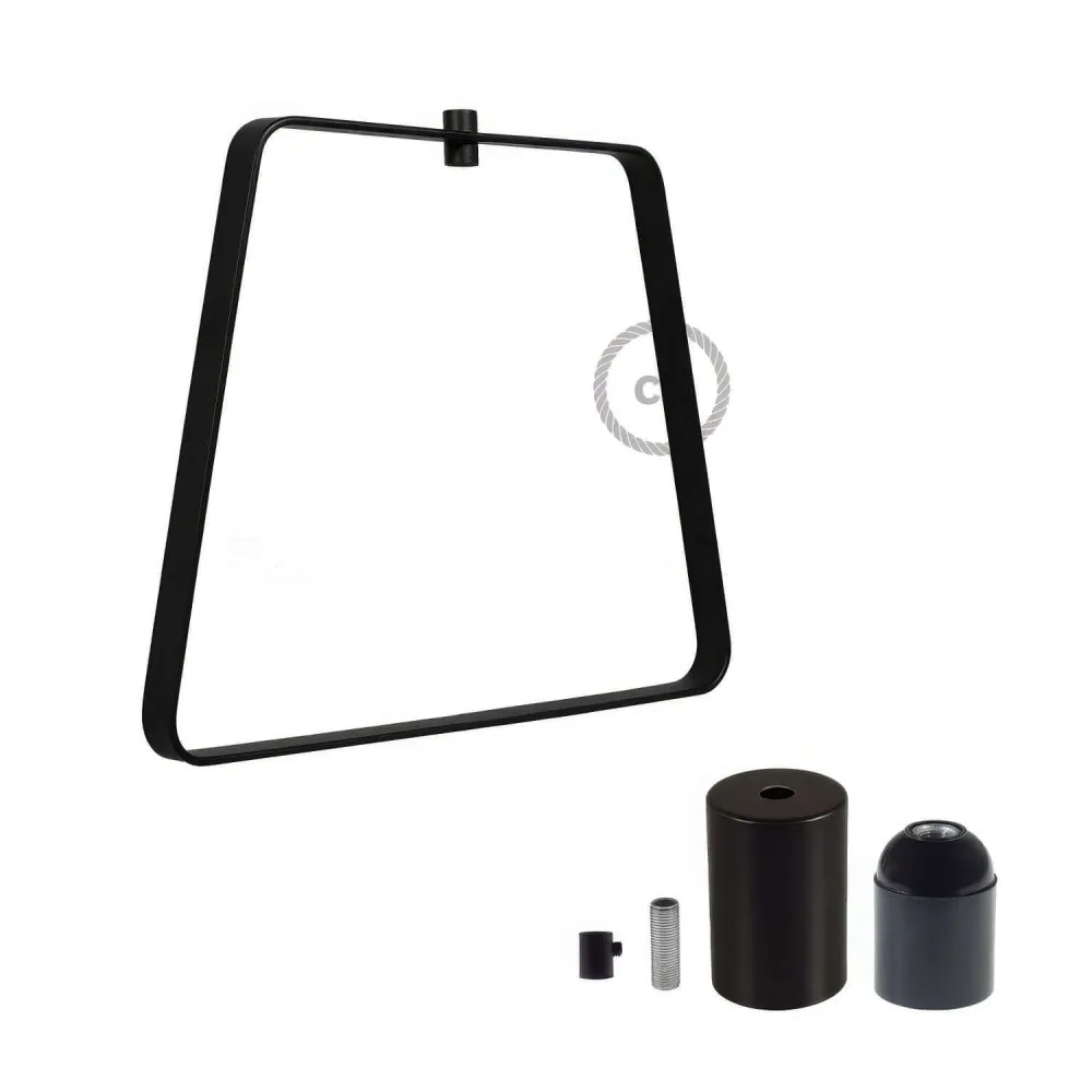 Abat-jour en métal Duedì Base avec cache-douille en métal et douille E27 - Noir