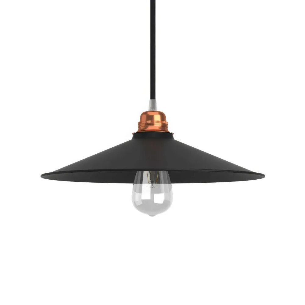 Abat-jour Swing en métal émaillé pour Douille E27 - Noir intérieur Noir