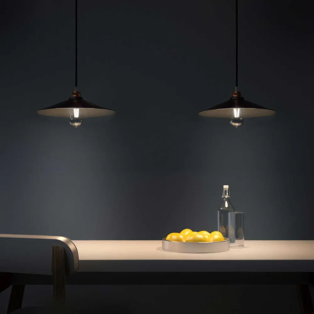 Abat-jour Swing en métal émaillé pour Douille E27 - Noir intérieur Noir