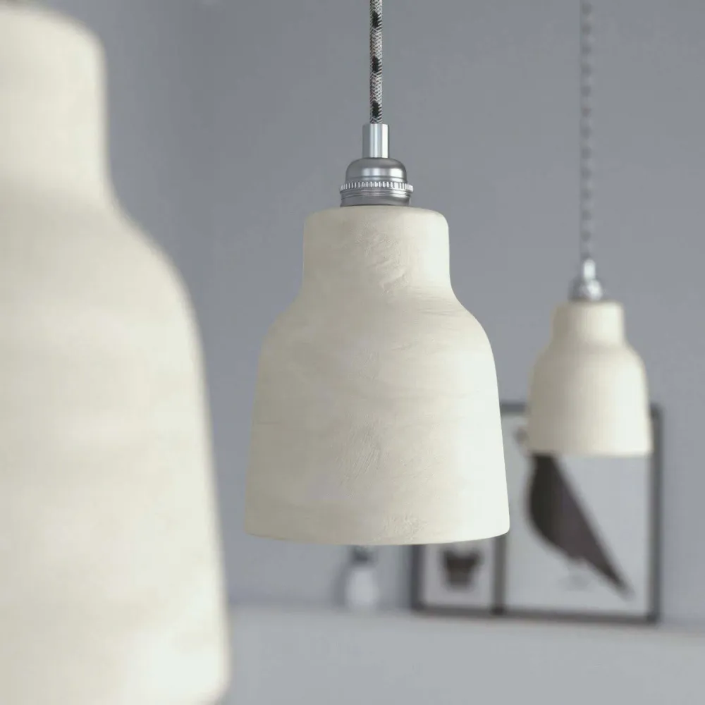 Abat-jour Vaso en céramique, collection Materia - Fabriqué en Italie - Taupe strié