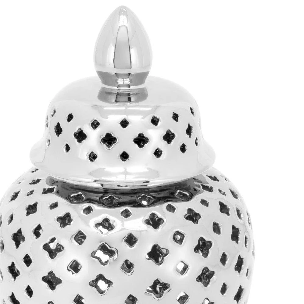 Abhika Lampe De Table Ming Croix Argentée | H 48 cm