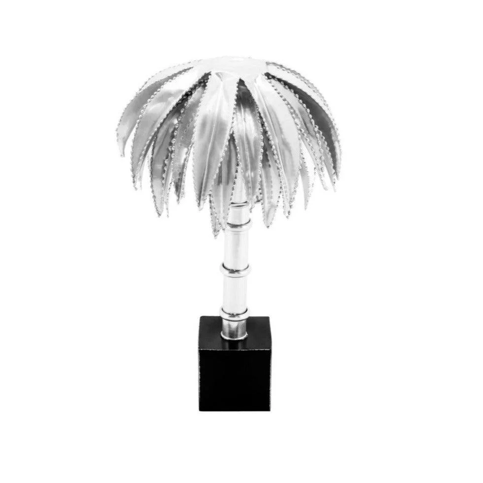 Abhika Lampe De Table Palmery Argentée | H 30 cm