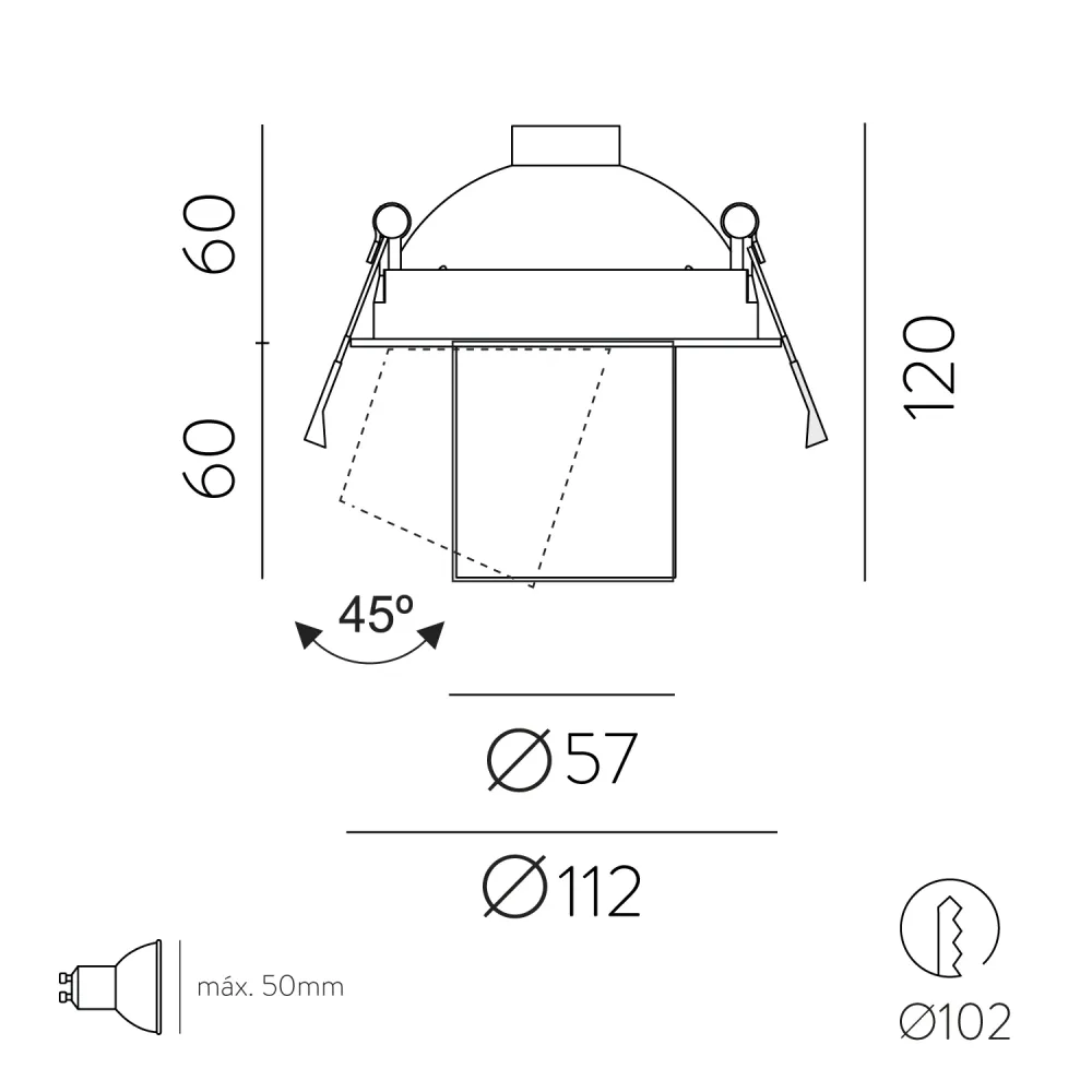 ACB Gina Recessed white LED GU10 8W adjustable E3874080B