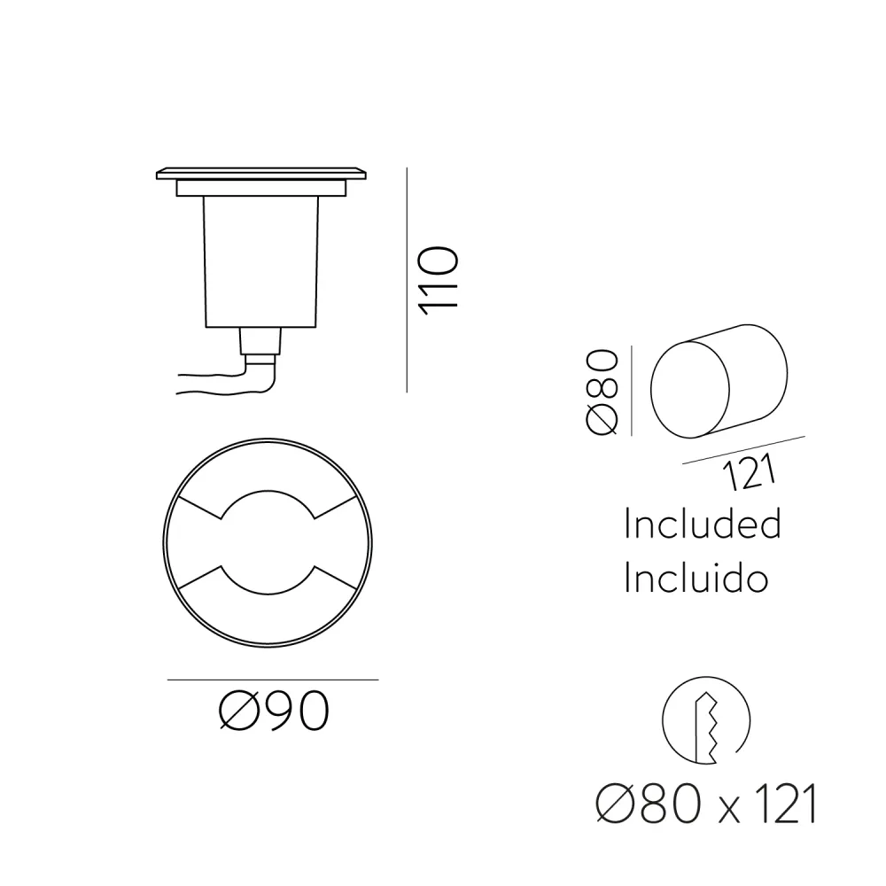 ACB Indus Recessed 2066/9 Aluminum ADC12, LED GU10 8W, IP67 E2066080IN