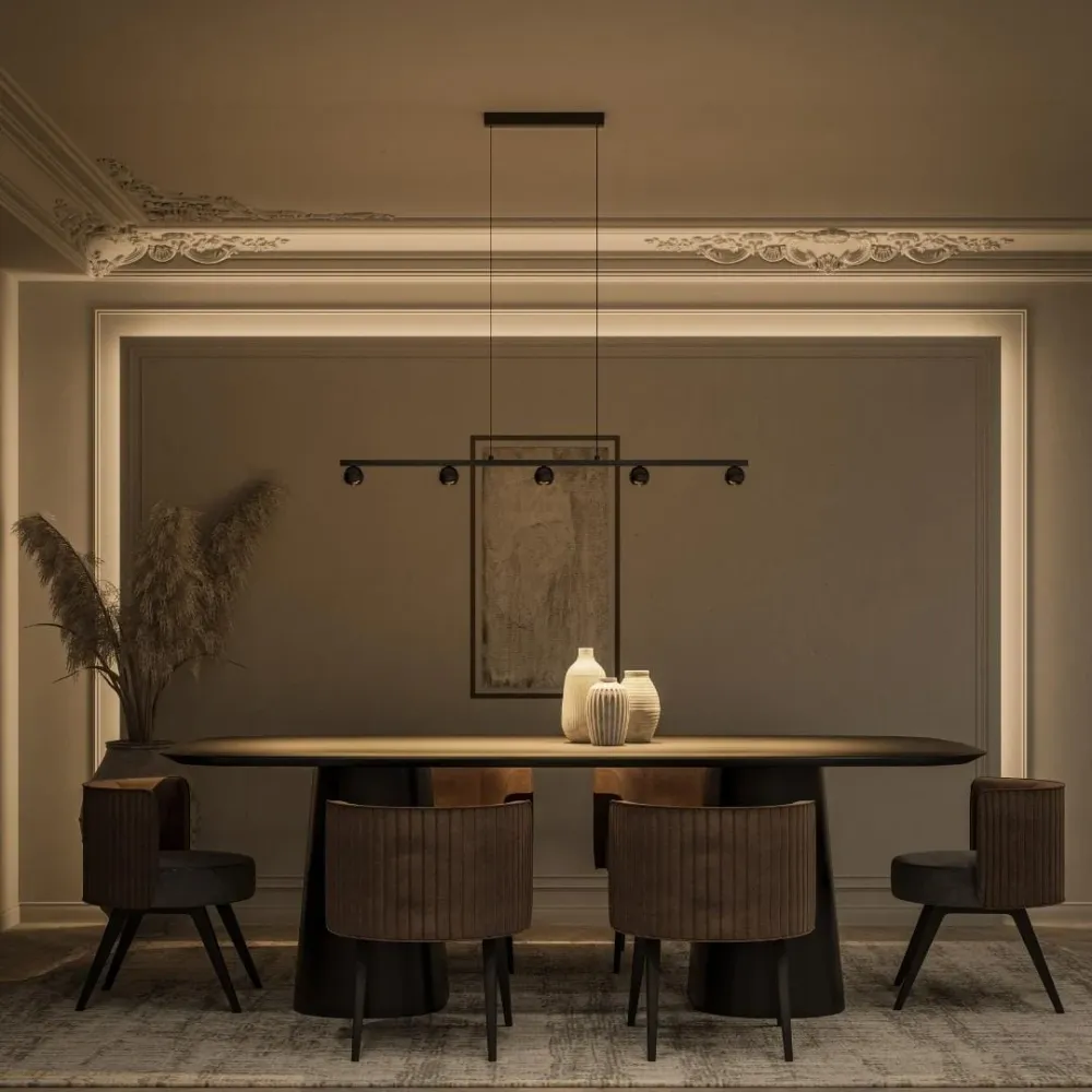 AcierLumi - Suspension LED Moderne avec Profondeur Réglable
