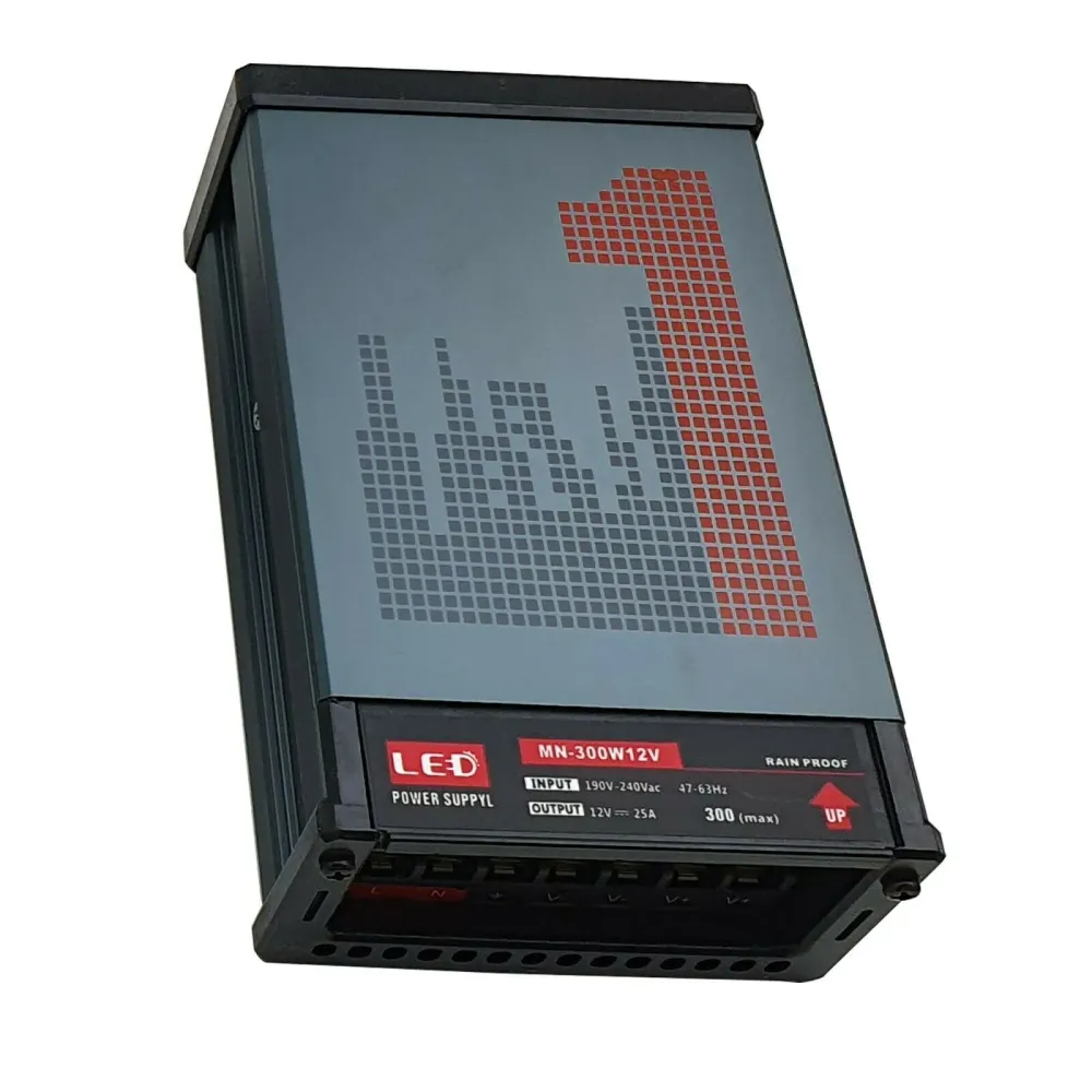 Adaptateur DC 12V 300W IP45 Pluie Extérieur 25A LED Driver AC 190-240V