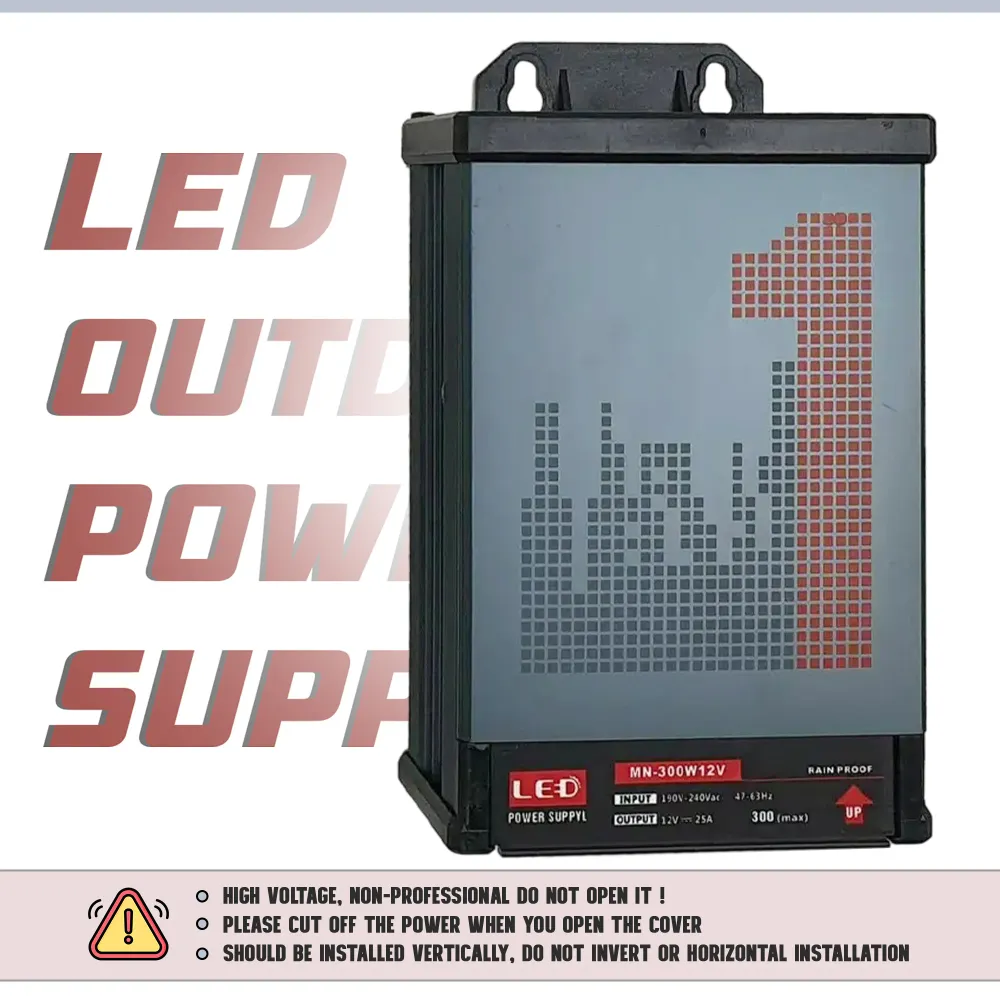 Adaptateur DC 12V 300W IP45 Pluie Extérieur 25A LED Driver AC 190-240V
