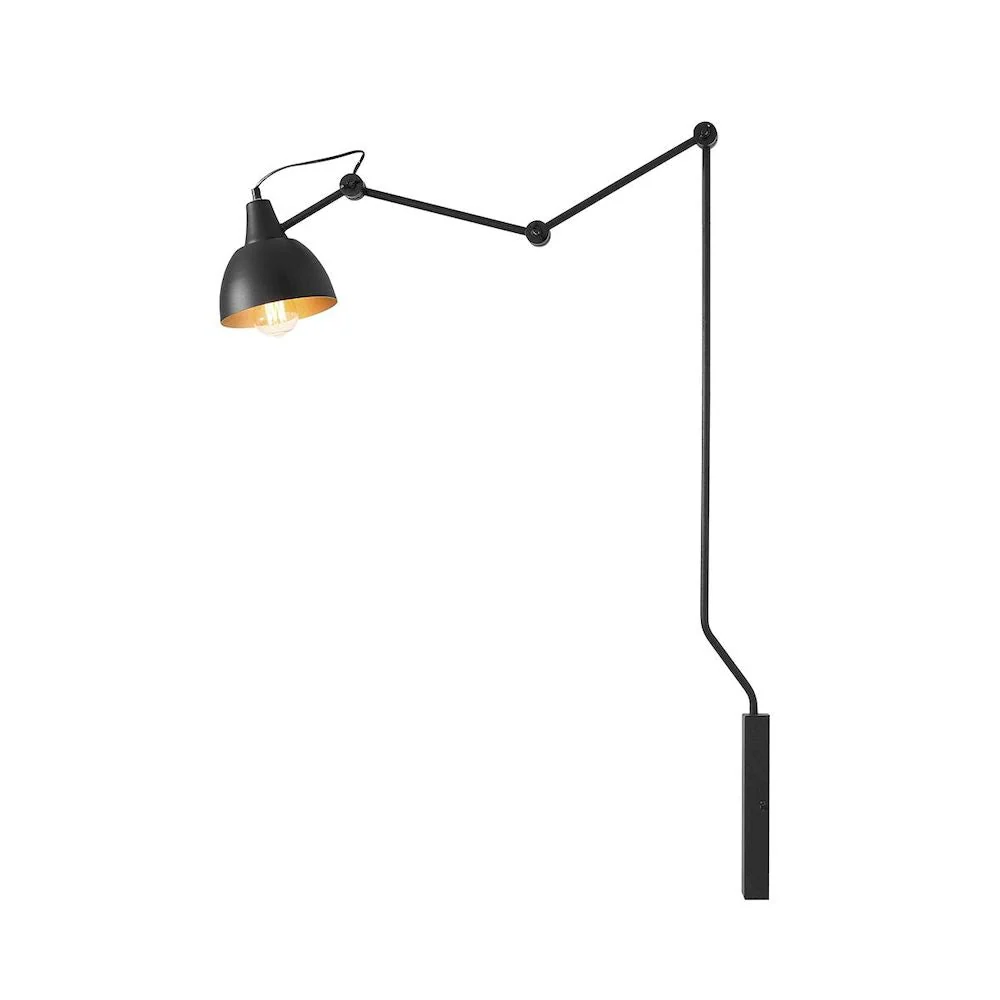 Lampe murale de lecture pivotante Aldex Bibi 1L, noire, H 150 cm