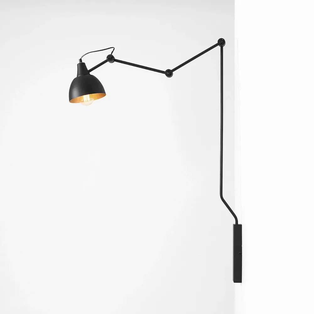Lampe murale de lecture pivotante Aldex Bibi 1L, noire, H 150 cm