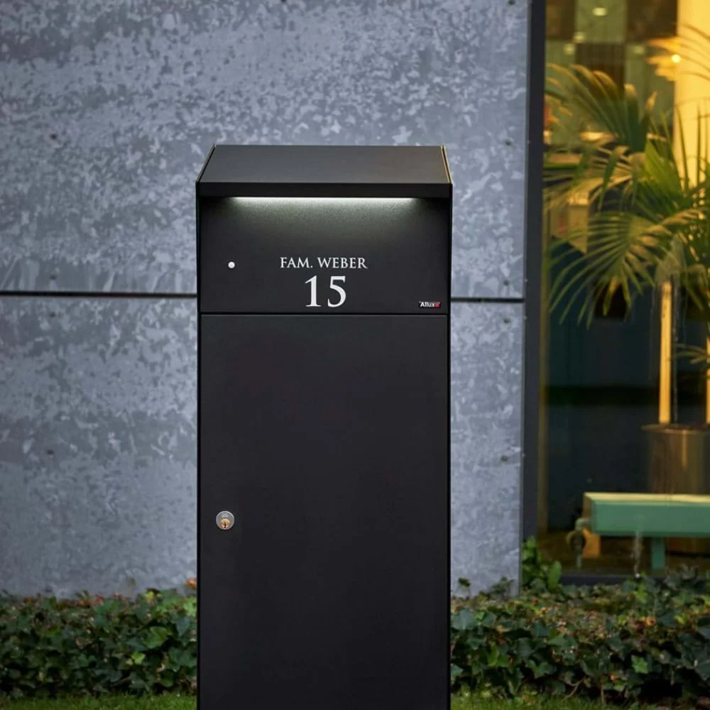 Boîte aux lettres Colis Allux Bjørn Noir Précommande - Éclairage LED