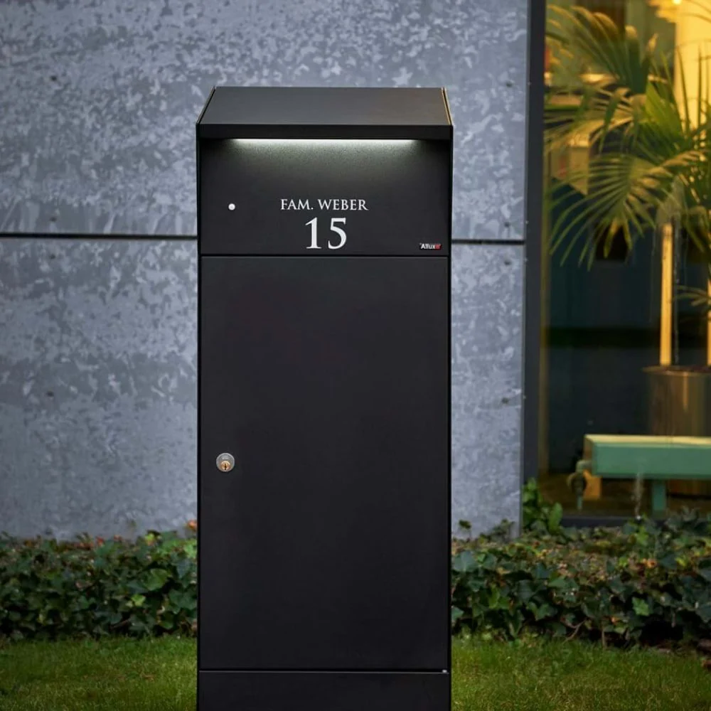 Boîte aux lettres Colis Allux Bjørn Noir Précommande - Éclairage LED