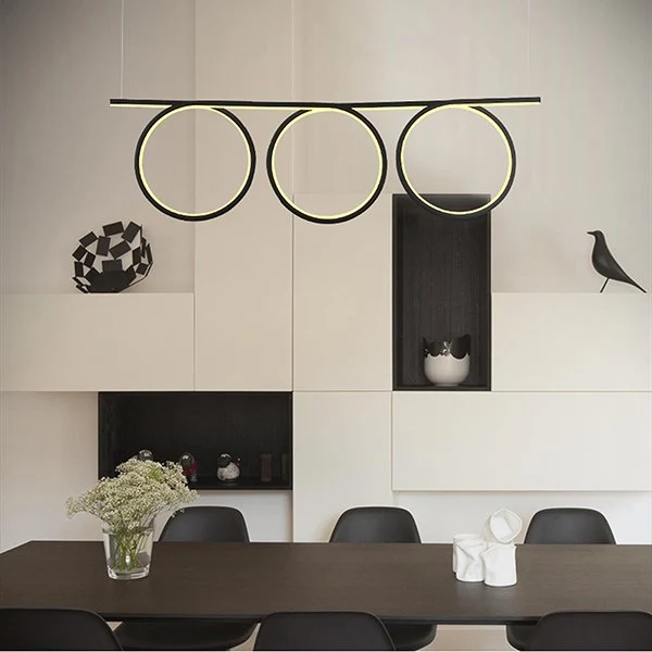 Suspension linéaire LED Altavola Design Ring 3L, largeur 100 cm Black