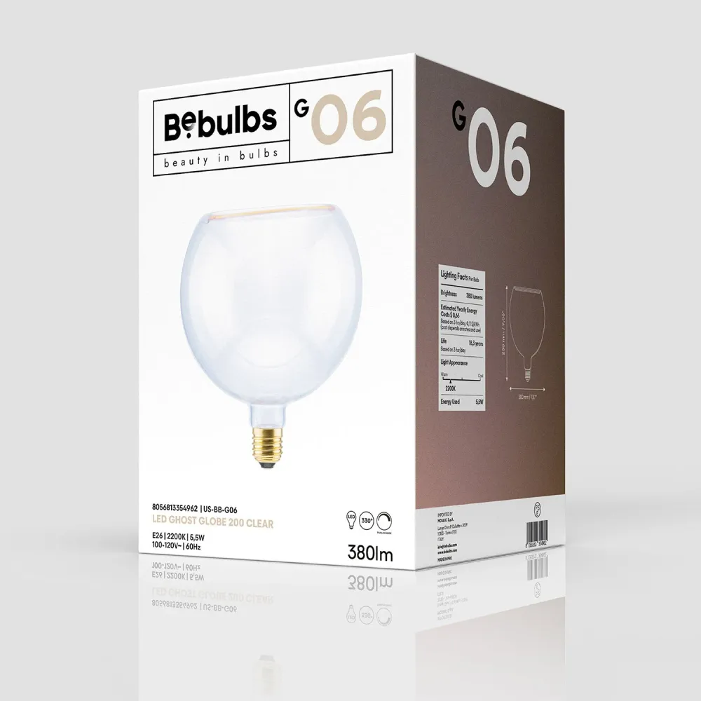 Ampoule LED Clear Light Bulb Ghost Line CRI 90 G8 5,5W 380Lm E26 120V 2200K Dimmable - G06
