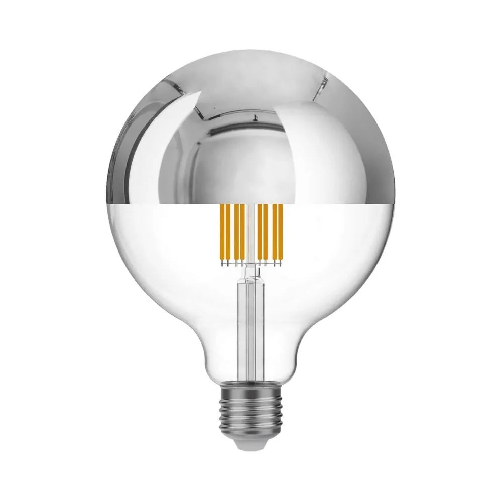 Ampoule LED Demi-Sphère Argent Globe G125 7W 650Lm E27 2700K Dimmable - A05