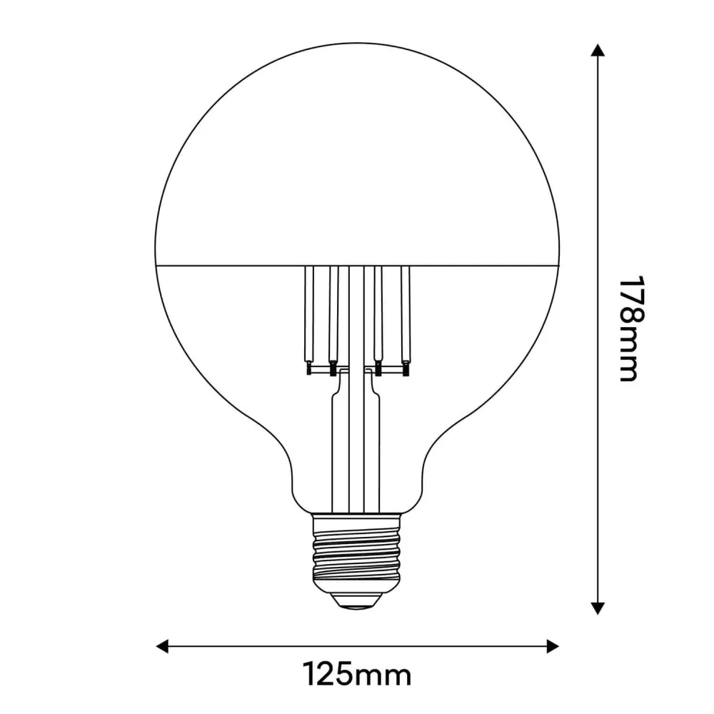 Ampoule LED Demi-Sphère Argent Globe G125 7W 650Lm E27 2700K Dimmable - A05