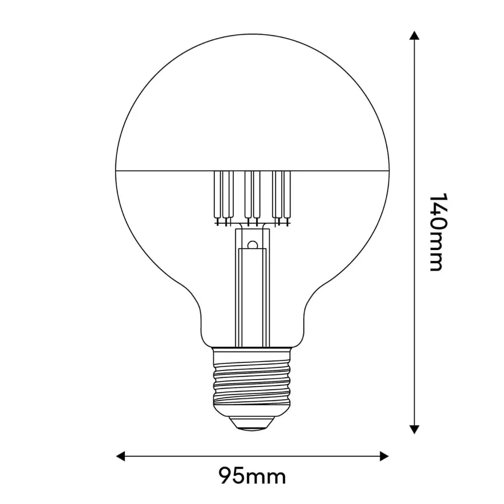 Ampoule LED Demi-Sphère Argent Globe G95 7W 650Lm E27 2700K Dimable - A04