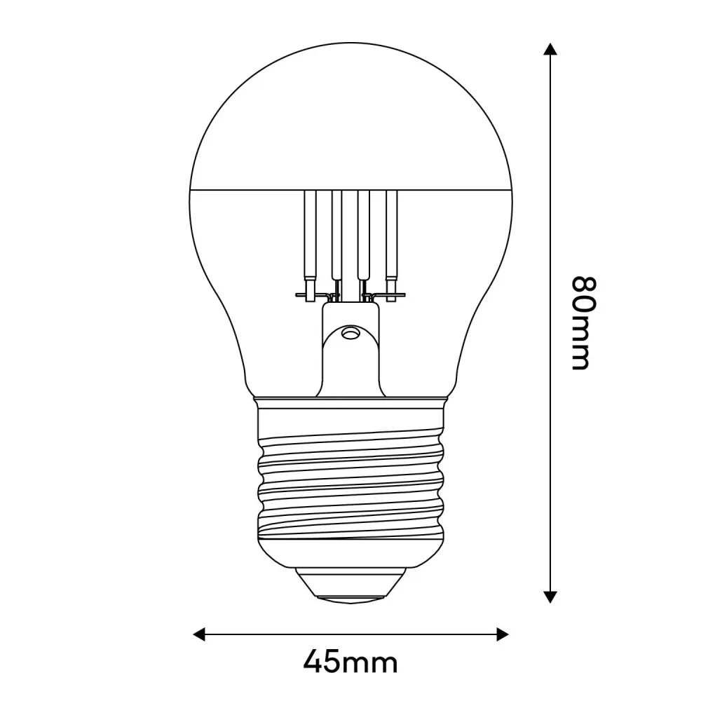Ampoule LED Demi-sphère Or Mini Globe G45 4,8W 380Lm E27 2700K Dimmable - A13