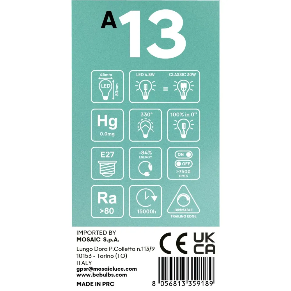 Ampoule LED Demi-sphère Or Mini Globe G45 4,8W 380Lm E27 2700K Dimmable - A13