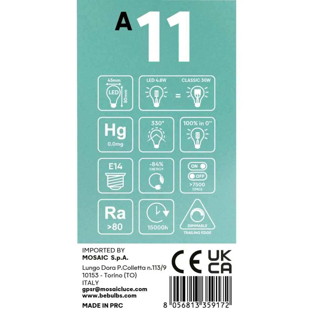 Ampoule LED Demi-sphère Or Mini Globe G45 4,8W 380Lm E14 2700K Dimmable - A11