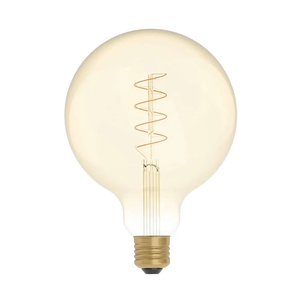 Ampoule LED Dorée Carbon Line filament spiralé Globe G125 4W 250Lm E27 1800K Dimmable - C07
