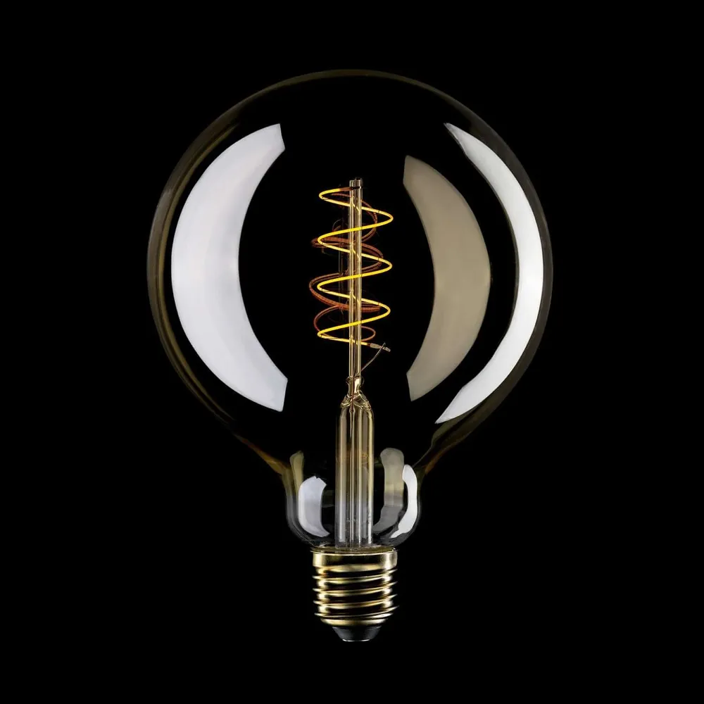 Ampoule LED Dorée Carbon Line filament spiralé Globe G125 4W 250Lm E27 1800K Dimmable - C07