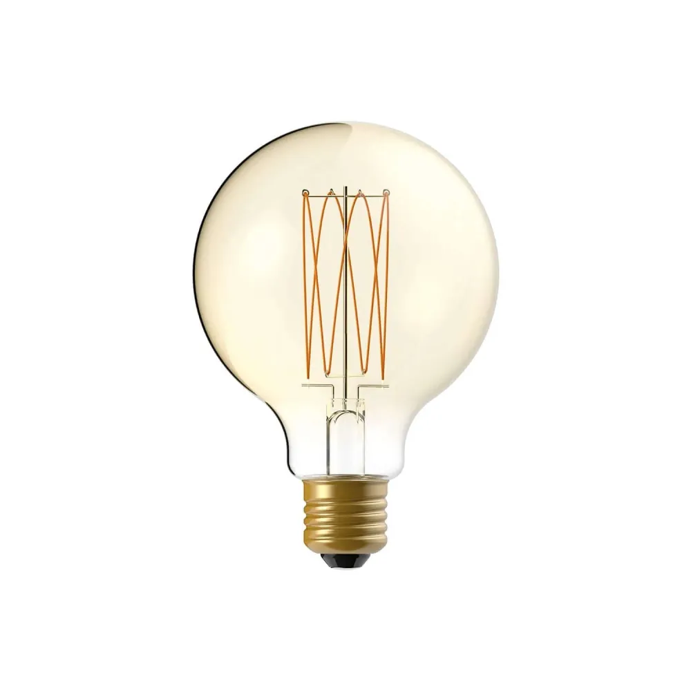 Ampoule LED Dorée Carbon Line filament vertical Globe G95 7W 640Lm E27 2700K Dimable - C55