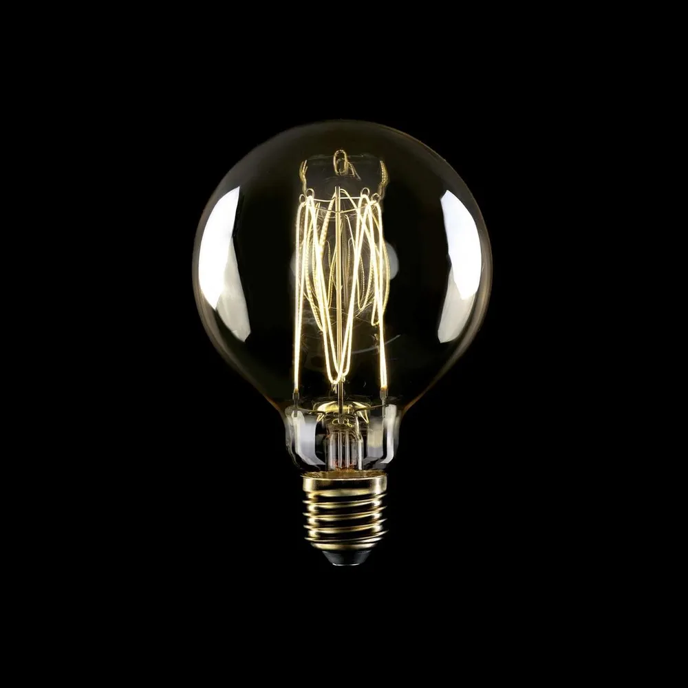 Ampoule LED Dorée Carbon Line filament vertical Globe G95 7W 640Lm E27 2700K Dimable - C55