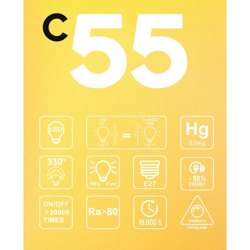Ampoule LED Dorée Carbon Line filament vertical Globe G95 7W 640Lm E27 2700K Dimable - C55