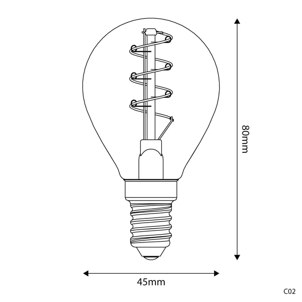 Ampoule LED Dorée Carbon Line filament spiralé Mini Globe G45 2,2W 136Lm E14 1800K Dimable - C02