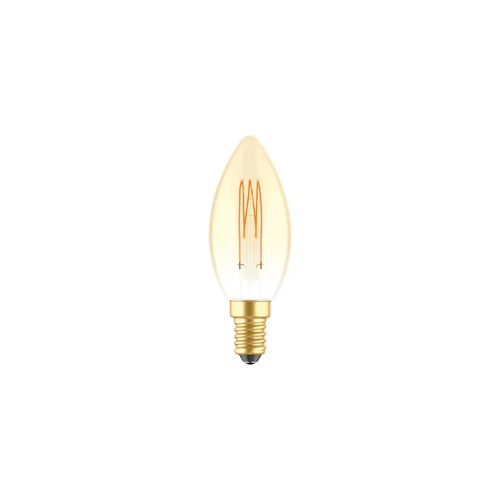 Ampoule LED dorée Carbon Line filament vertical Bougie C35 3,5W 300Lm E14 2700K Dimmerable - C51