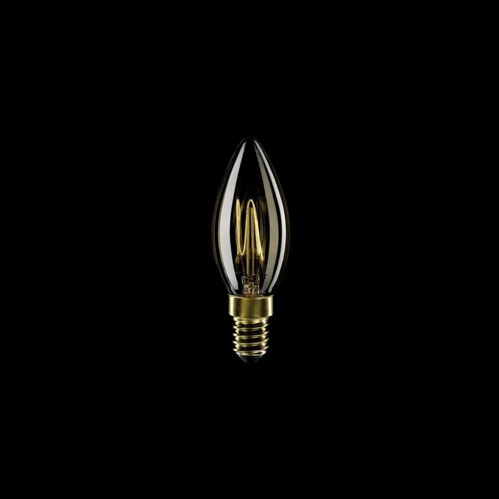 Ampoule LED dorée Carbon Line filament vertical Bougie C35 3,5W 300Lm E14 2700K Dimmerable - C51