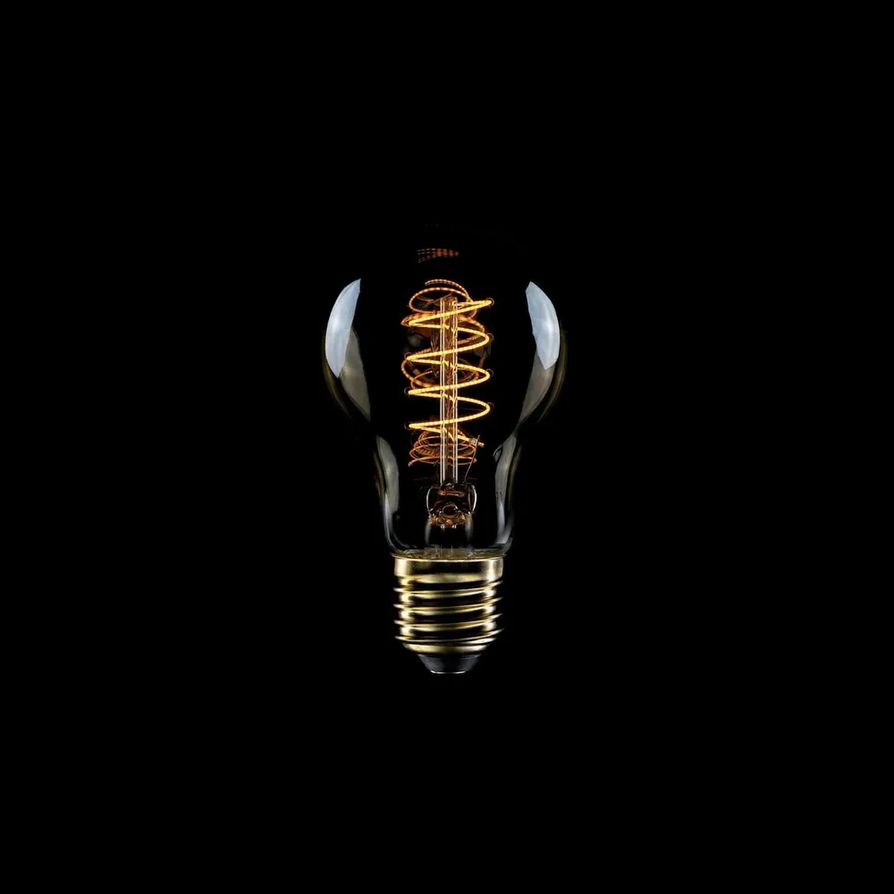 Ampoule LED Dorée Carbon Line filament spiralé Goutte A60 4W 250Lm E27 1800K Dimmable - C03