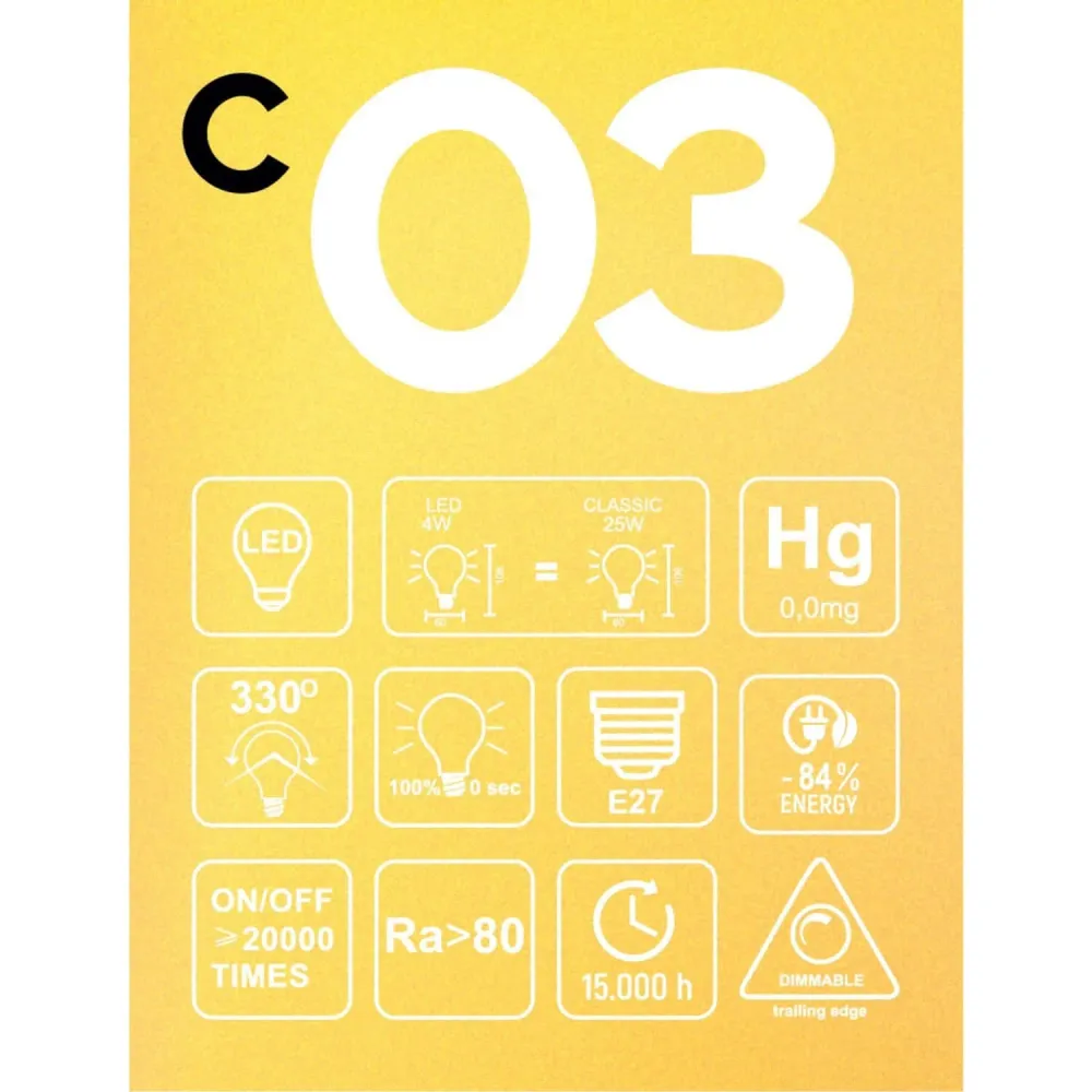Ampoule LED Dorée Carbon Line filament spiralé Goutte A60 4W 250Lm E27 1800K Dimmable - C03