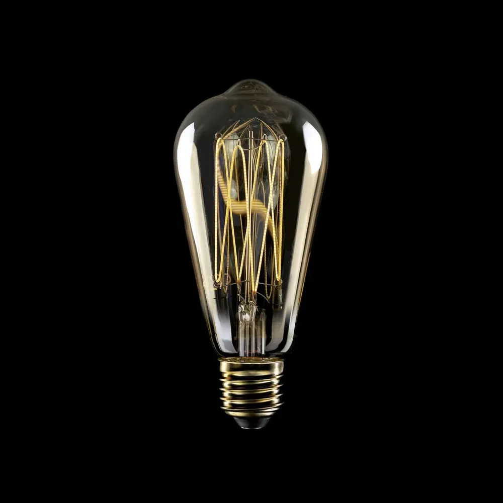 Ampoule LED Dorée Carbon Line filament vertical Edison ST64 7W 640Lm E27 2700K Dimmerable - C54