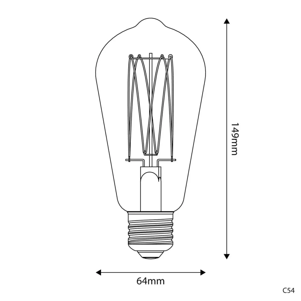 Ampoule LED Dorée Carbon Line filament vertical Edison ST64 7W 640Lm E27 2700K Dimmerable - C54