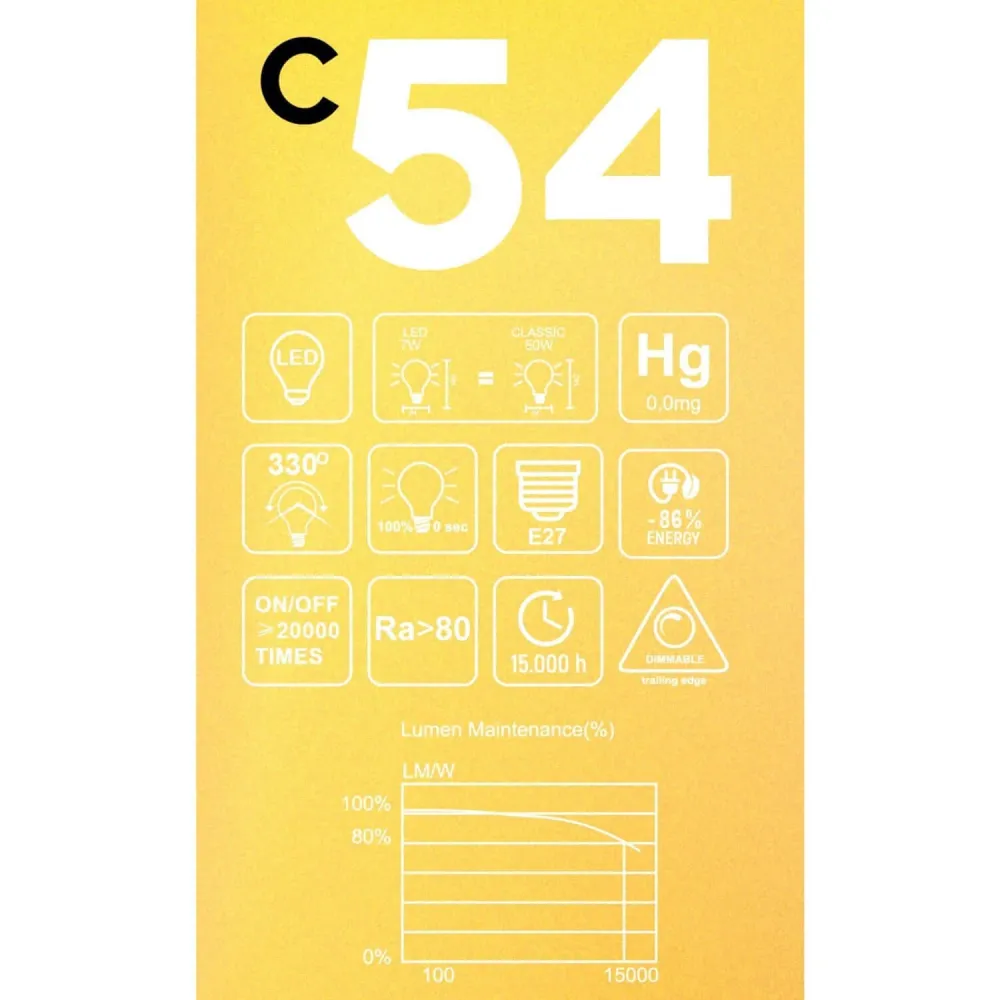 Ampoule LED Dorée Carbon Line filament vertical Edison ST64 7W 640Lm E27 2700K Dimmerable - C54