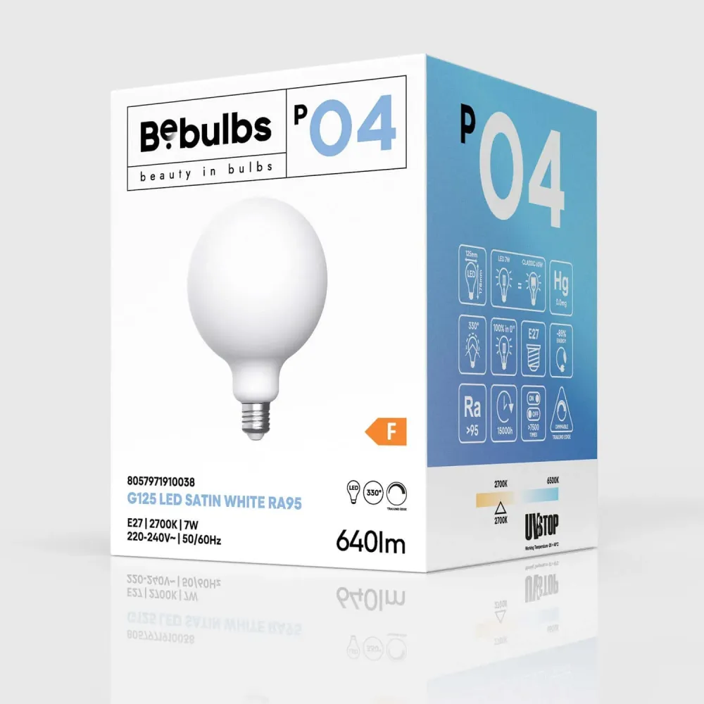 Ampoule LED Effet Porcelaine CRI 95 G125 7W 640Lm E27 2700K Dimmerable - P04