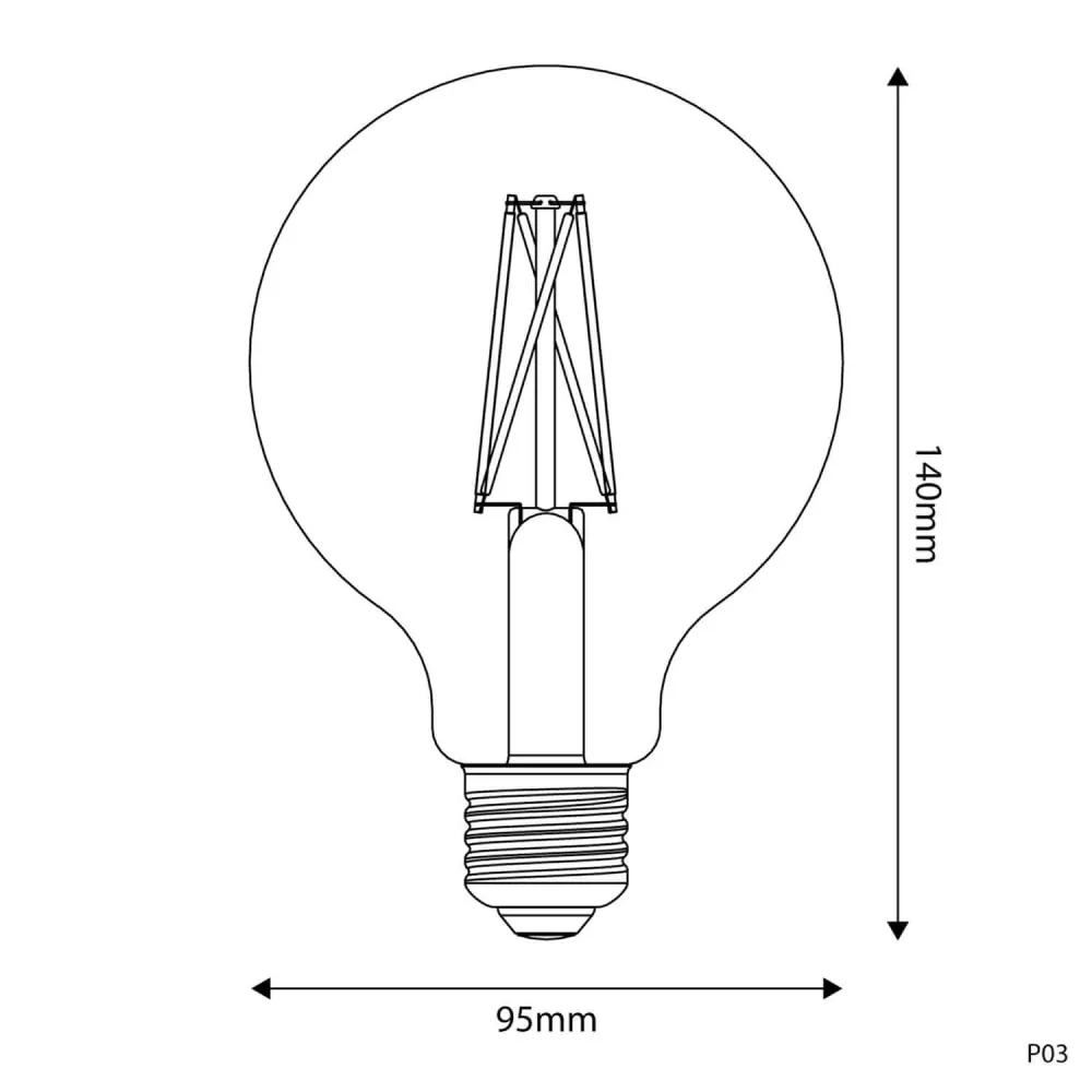 Ampoule LED Effet Porcelaine CRI 95 G95 7W 640Lm E27 2700K Dimmable - P03